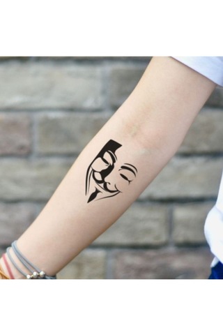Geçici V For Vendetta Maske Tattoo Kol Omuz Dövmesi