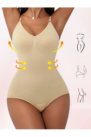 Mistirik Mamey Örme Kumaş Yapılı Toparlayıcı Çıtçıtlı Spor Korse Zıbın Ten Renk Ten