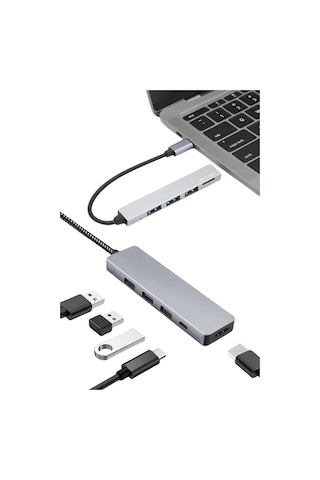 Macbook Pro/air Uyumlu Usb Type-c 8 In 1 Hub Dönüştürücü Çevirici Çoklayıcı Usb Hdmı Micro Sd 8 Girişl