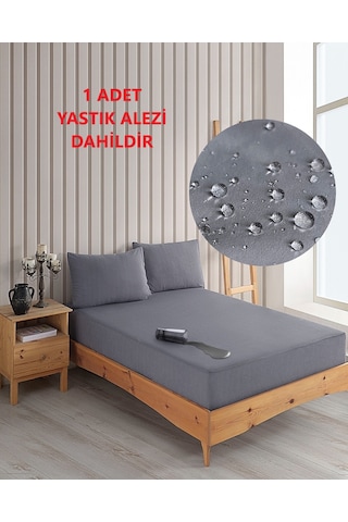 Tek Kişilik Renkli Mikro Set Mikro Fitted Sıvı Geçirmez Yastık Alezi Ve Yatak Alezi Seti Gri