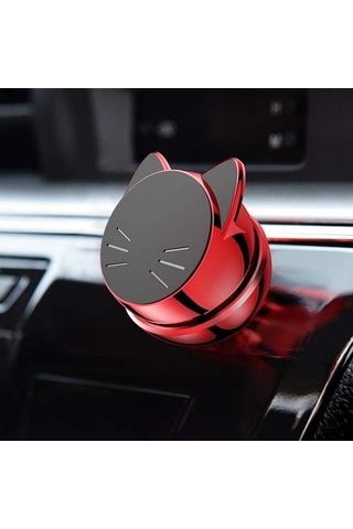 Makine Tutucu Kedi Şekli Manyetik Araba 360 Derece Evrensel Tutucu - Kırmızı