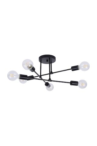 Neoglint Tavan Lambası 6 Işıklı Modern Metal Avize Siyah Siyah