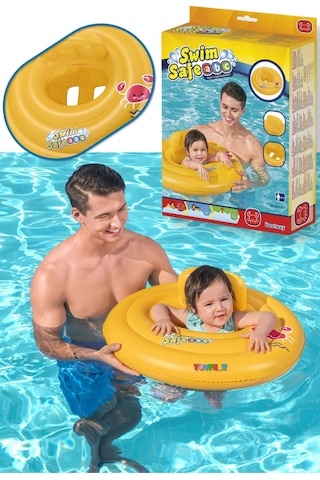 Swim Safe Step A Oturaklı Ayak Geçmeli Bebek Yüzme Simidi - 6 Ay - 18 Ay Beyaz