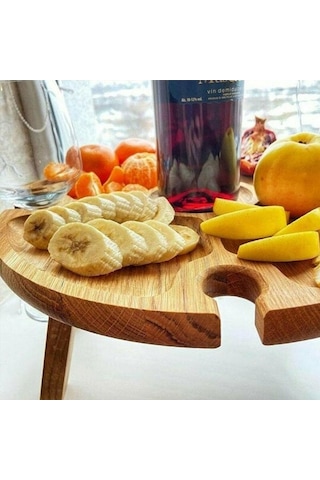 Prestigegoods Cbtx Ahşap Yuvarlak Piknik Masası 30x16cm, Taşınabilir, Katlanır, Su Geçirmez, 4 Bölünmüş Alan Ahşap