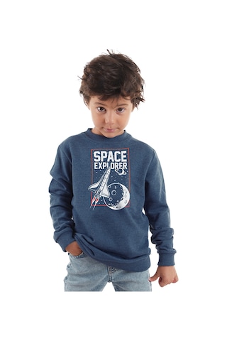 Denokids Uzay Kaşifi Erkek Çocuk İndigo Sweatshirt Renkli