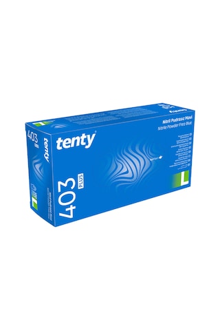 Tenty 403 Plus Pudrasız Nitril Eldiven L Beden Mavi 100'lü