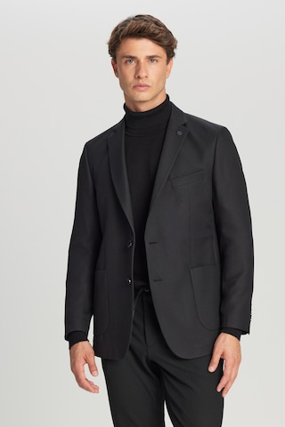 AC&Co / Altınyıldız Classics Erkek Sıyah Slim Fit Dar Kesim Mono Yaka Torba Cepli Blazer Ceket Siyah