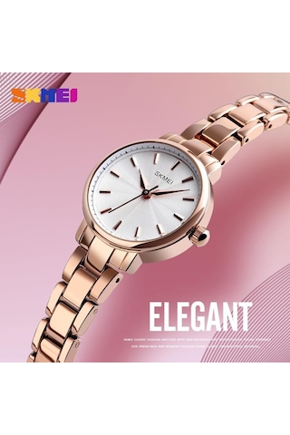 Skmeı 1410 Lüks Kuvars Kadın Izle Bayanlar Çok Yönlü Çelik Su Geçirmez Zarif Kadın Kol Saatleri Kız Saat Rose Gold