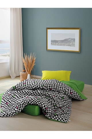 Cozy Home Popping Colors Tek Kişilik Lastikli Çarşaflı Nevresim Takımı Dazzle Yeşil