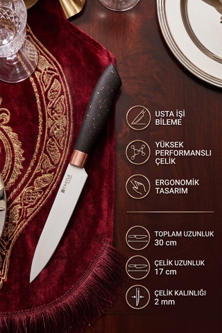 Black Copper 4 Lü Mutfak Bıçağı Et Ekmek Sebze Mutfak Şef Bıçak Seti Mft-854 Siyah