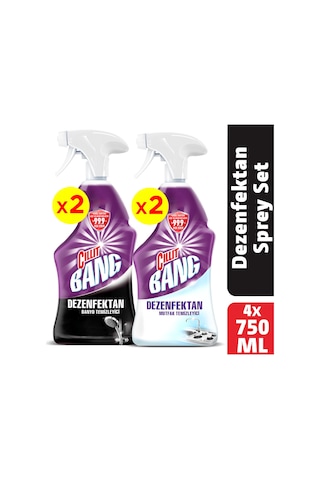 Cillit Bang Dezenfektan Mutfak & Banyo Yağ ve Kireç Çözücü Sprey Set 4 x 750 ML