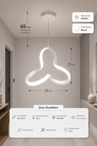 Cevina Led Sarkıt Avize Beyaz Işık