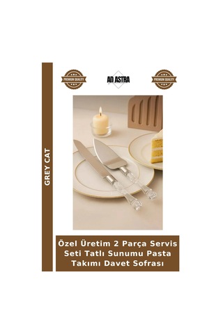 Özel Üretim 2 Parça Servis Seti Tatlı Sunumu Pasta Takımı Davet Sofrası Çok Renkli