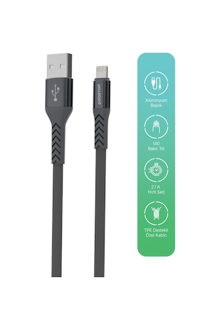 Polosmart Pbs418 Lightning Şarj Ve Data Kablosu Antrasit