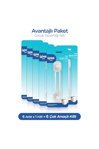 Wee Baby Çok Amaçlı Güvenlik Kilidi Dolap Çekmece Buzdolabı Bebek Kilidi 6 Adet Şeffaf