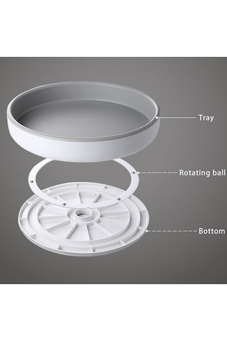 Geeroyoo 360 Döner Baharatlık Rafı - 25 Cm Çap, Mutfak İçin Pratik Ve Kaymaz Yüzey Beyaz