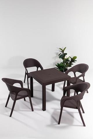 Garden Rattan Kahve Masa Takımı Bahçe&balkon Kahverengi