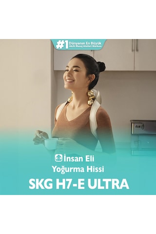 SKG H7 Ultra-e Boyun Ve Omuz Masaj Aleti, Yoğurmalı, Shiatsu Masaj Terapisi, Fototerapi, Termoterapi Beyaz