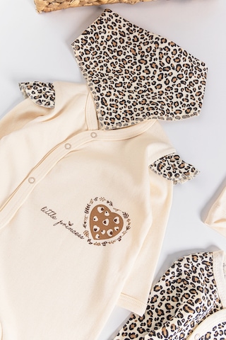 Leopar Desenli 2'Li Uzun Kollu Kız Bebek Tulum Takım 001