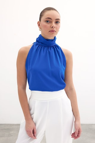 Sateen Kolsuz Salaş Bluz - Sax Mavi-131489 Sax Mavi