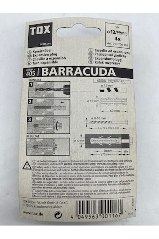 Tox Barracuda Plastik Dübel 12X60 Mm 4 Adet