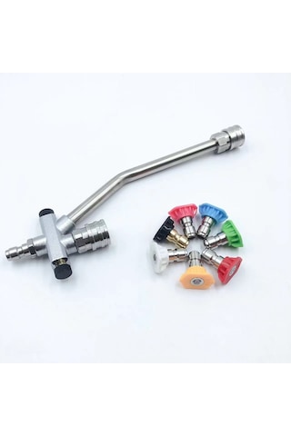 Monyee Stainless Steel 1/4 Hızlı Bağlantı, İki Fonksiyonlu Köpük + Su Yıkama Torna Ucu, 7 Renkli Pa Köpük Flaske Aksesuarı