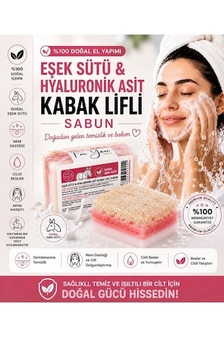 Doğal Kabak Lifli Eşek Sütü & Hyaluronik Asit Sabun Kabak Lifi - Lavanta