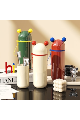 Reedark Yeşil 4'lü Karakterli Seyahat Diş Fırçası Kasesi Seti - Taşınabilir Diş Macunu Kutusu Ve Tıraş Gereçleri Saklama Kutusu - Ev Ve Seyahat İçin Uygun Diğer