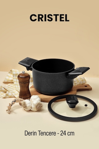 Gigilli Cristel 24 Cm Derin Tencere Siyah Sİyah