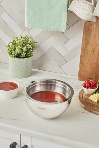 Karaca Mutfaksever Ice Hot Bowl Çift Cidarlı Ve Su Hazneli Çelik Servis Kasesi 20 Cm Gümüş