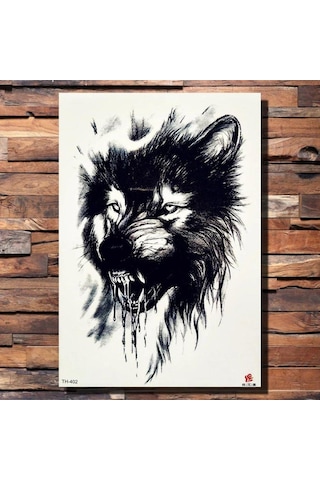 Hediyevakti Vahşi Kurt Geçici Dövme Siyah