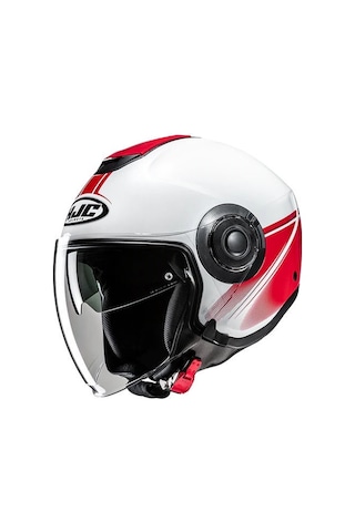 Hjc İ40n Vision Mc1 Yarım Motosiklet Kaskı Beyaz Kırmızı Diğer