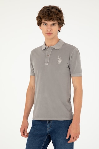 U.S. Polo Assn. Erkek Slim Fit Polo Yaka Koyu Gri Basic Tişört 50294207-VR080