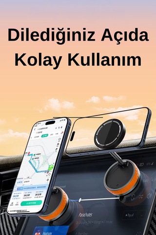 Wearfitpro Her Alana Uyumlu 360 Derece Dönebilen Çok Açılı Magsafe Özellikli Güçlü Telefon Tutucu Siyah