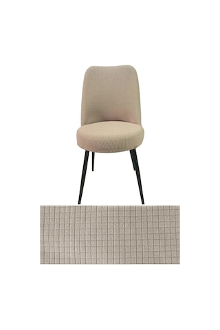 StarMall Yıkanabilir Streç Lastikli Likralı Oval Sandalye Kılıfı - Yuvarlak Sandalye Örtüsü 1 Adet Vizon