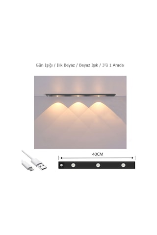 Sensörlü Şarjlı Mıknatıslı 3 Farklı Işık Dimmerli Bella Kabin Led