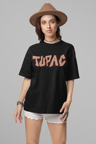 Tupac Rapper Sırt Baskılı Unisex Oversize Şarkıcı Tişört Siyah