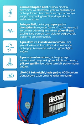 Motolux F4 Batarya Standart Kapasite Lifepo4 48v 18ah