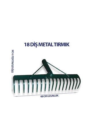 Profesyonel 18 Dişli Metal Tırmık Bahçe Ve Toprak Düzenleme İçin Dayanıklı Model