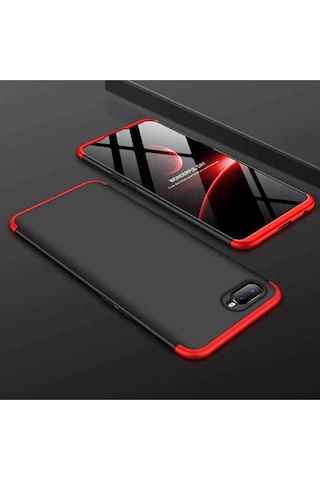 Oppo Ax7 Kılıf Zore Ays Kapak Siyah-Kırmızı
