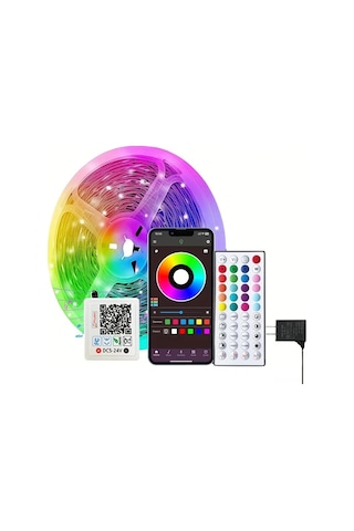 Suofeng 24v Rgb Led Şerit Işık - 30 Metre Bluetooth Müzik Kontrollü, 44 Tuşlu Kumanda Su Geçirmez Değil