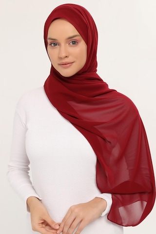 Altobeh Hazır Lüks Pratik Hijablı Şifon Şal Bordo