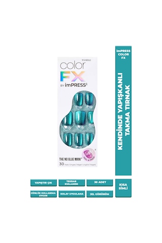 İmpress Color Fx Kendinden Yapışkanlı Takma Tırnak Kısa Yeşil Mor