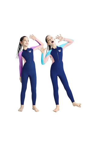 Dalış Ve Yelken Çocuk Açık Uzun Kollu Tek Parça Şnorkel Hamile Elbisesi Çocuklar Güneş Koruyucu Hızlı Kuru Plaj Mayo Mor