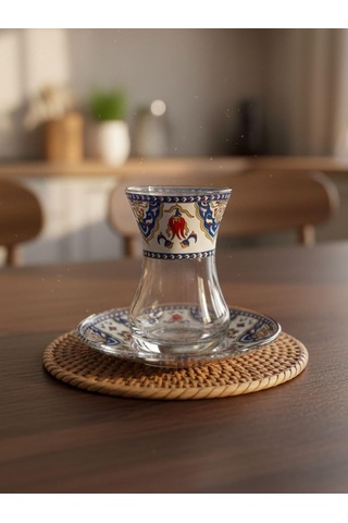 Topkapı 6 Kişilik Çay Seti, French Press Hediyeli, 9 Farklı Osmanlı Desenli Çay Bardağı Takımı 6, Topkapı Lal Diğer