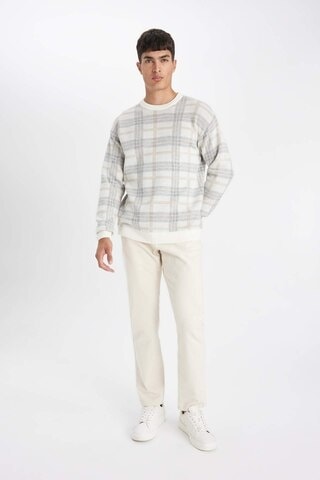 Defacto Relax Fit Bisiklet Yaka Desenli Triko Kazak Y0619AZ24AUBG216