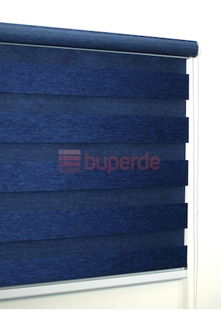 Buperde Lacivert Bambu Zebra Stor Perde