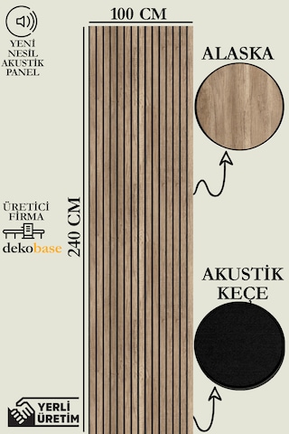 100x240 Cm Koyu Meşe Renk Akustik Ahşap Duvar Paneli