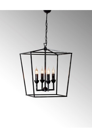 Luzarana Cage Siyah Metal Gövde Rustik Tasarım Lüx Avize Çok Renkli