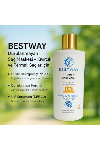 Bestwat Kıvırcık Ve Permalı Saçlar İçin Durulanmayan Saç Maskesi